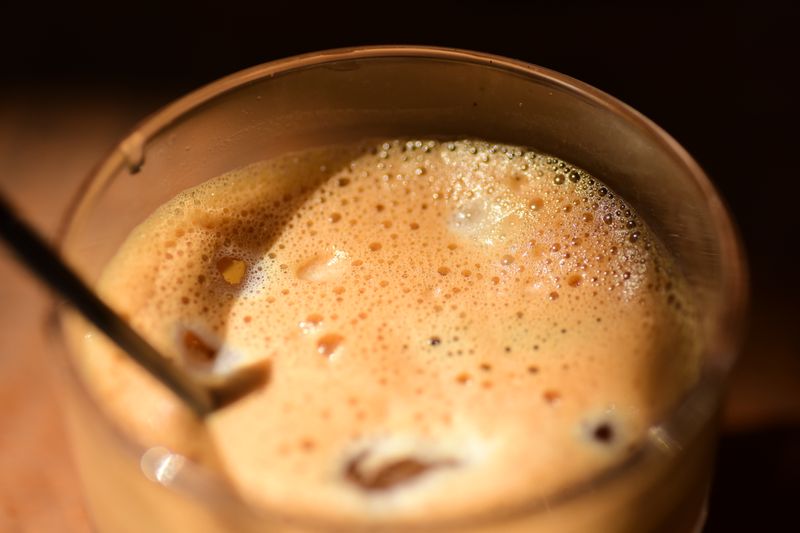 Cold brew coffee served with ice and cream