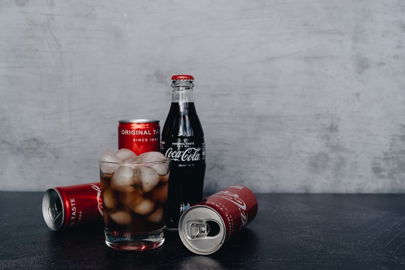 Assorted canned soda drinks selection
